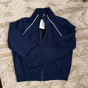 SPANX Navy Blue Zipup Sweater
